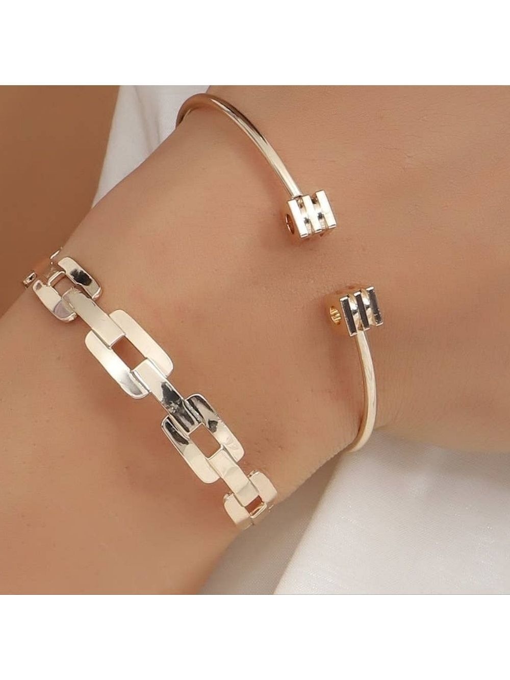 Elegant 2 Piece Gold Layered Bracelet New